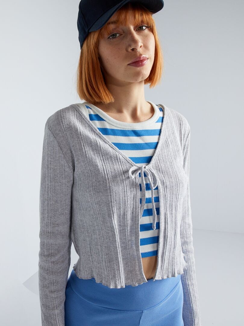 Blusa com amarração na cintura - CINZA