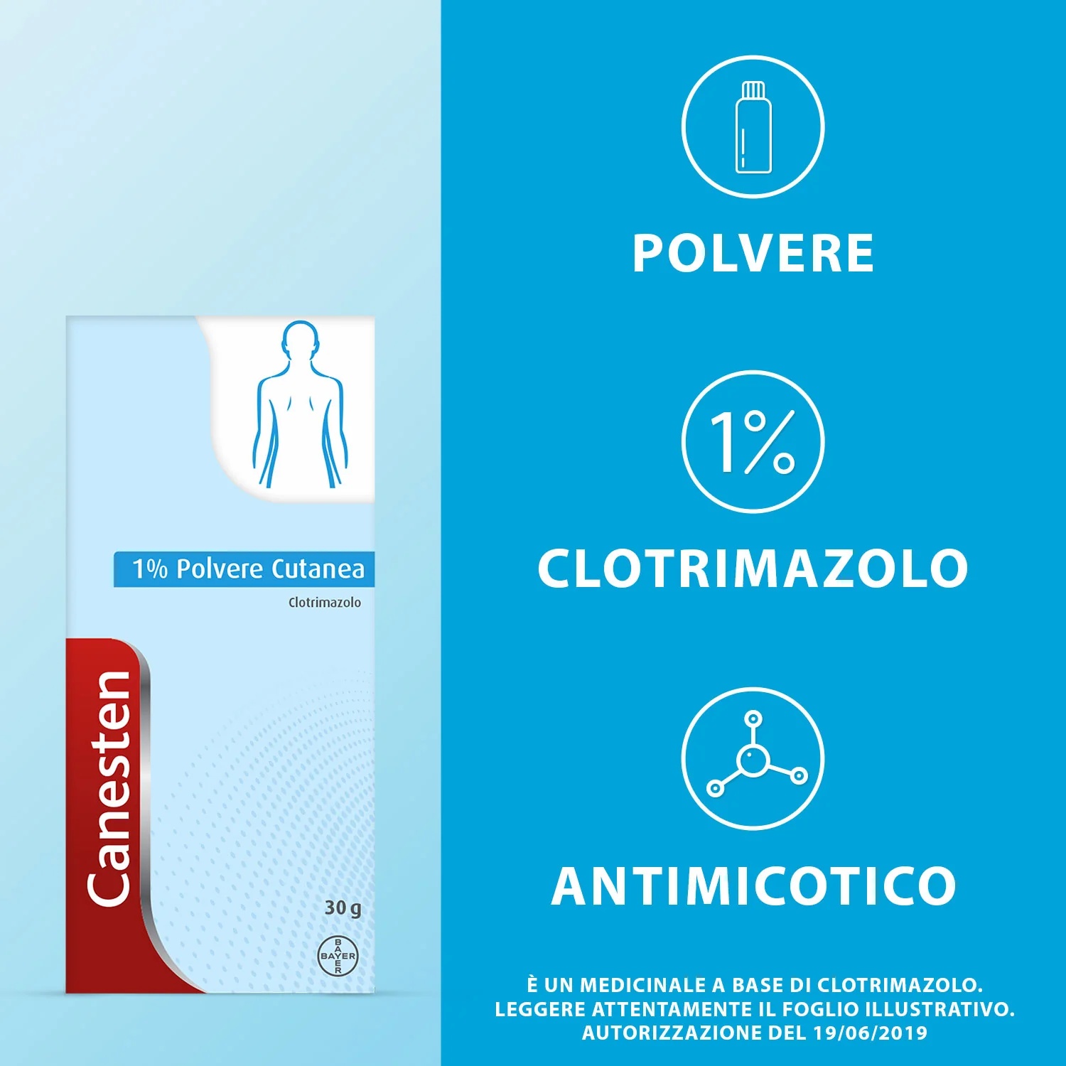 Poudre antifongique BAYER Canesten pour la peau 30 g Champignons et mycoses