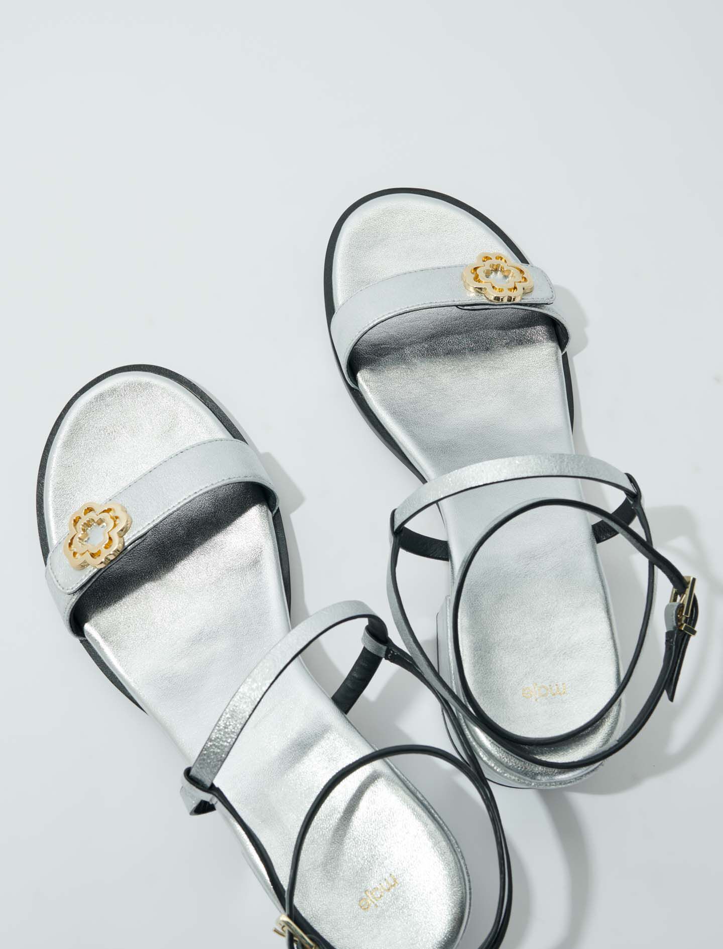 Leren sandalen met bandjes - Zilver