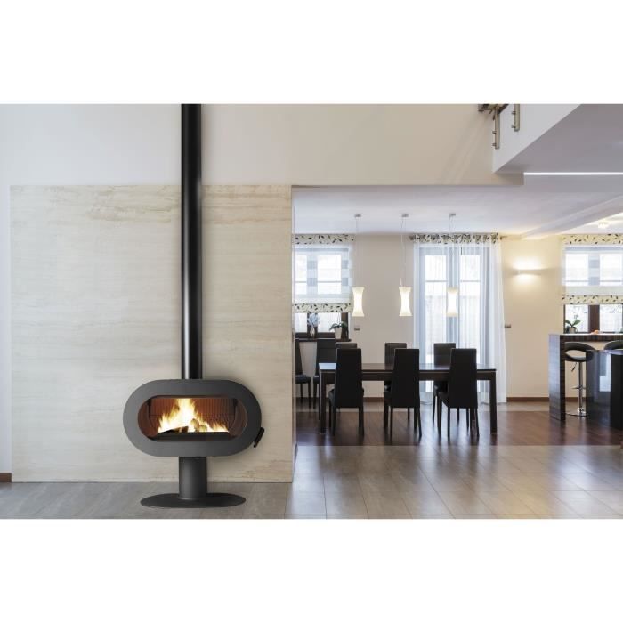 Estufa de leña INVICTA - Soporte Fifty plus - 10 kW - Hierro fundido - Troncos de 60 cm