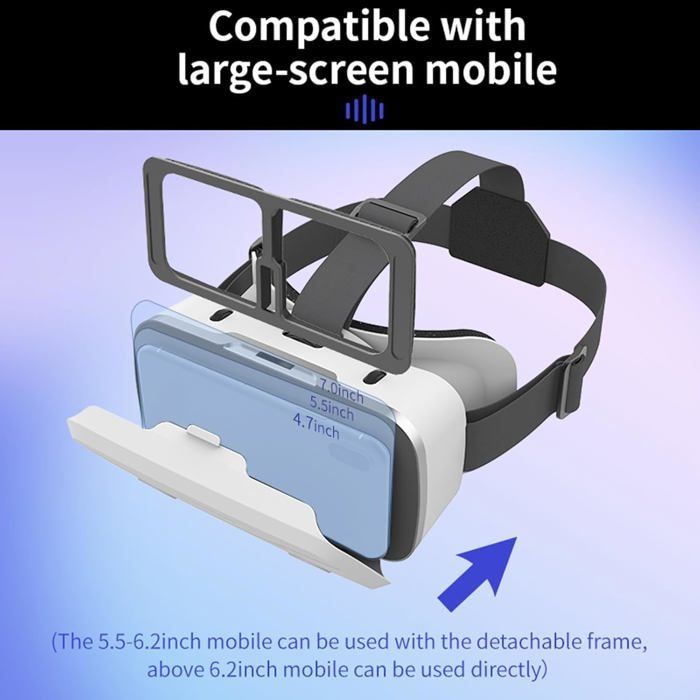 VR Headset, 3D HD Virtual Reality Headset with Blue Light Blocking, VR Glasses Compatible with Android/iOS 4.7-7.2 Inch Screens (White)