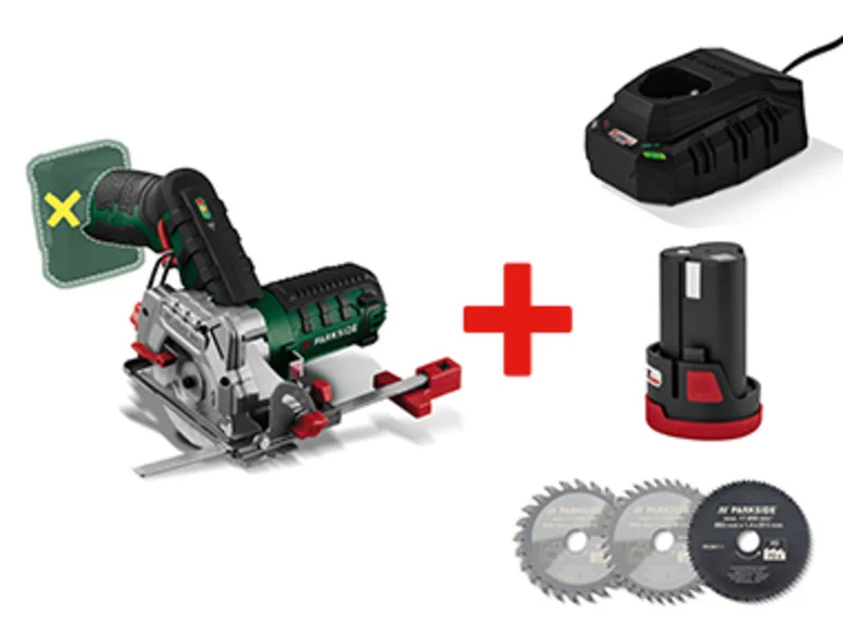 PARKSIDE® Scie circulaire + bateria + carregador + lames de scie