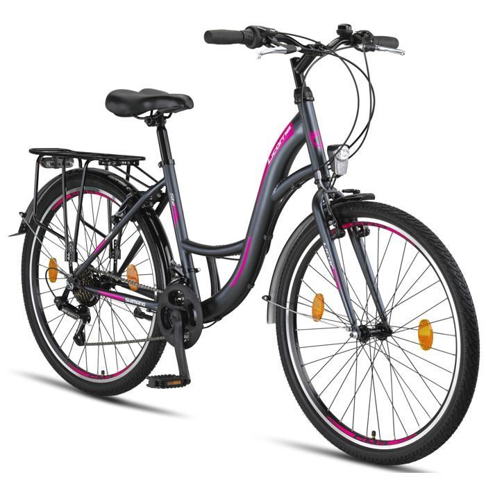 Licorne Bike Stella Premium Stadsfiets 24, 26 en 28 inch – Nederlandse fiets, jongen [26, antraciet]