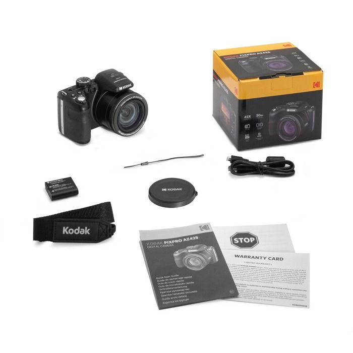 Kodak PIXPRO AZ425 Black Digital Camera + Second Battery (Type LB060) + 32GB Memory Card