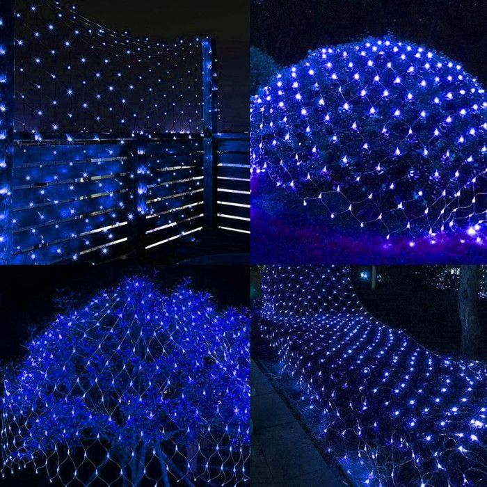 Rosnek Outdoor String Lights 6x4m 880 LEDs with Plug, IP44 Waterproof, 8 Modes for Christmas and Garden - Blue