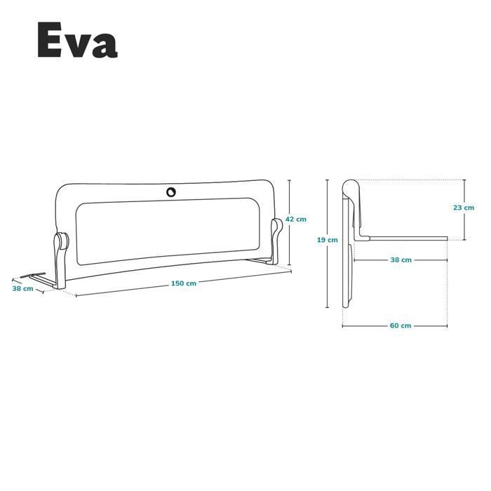 LIONELO Eva Babybettgitter – 150 x 42 cm – Faltbar – Sicherer und stabiler Rahmen – Leicht – Atmungsaktives Netzgewebe – Grau
