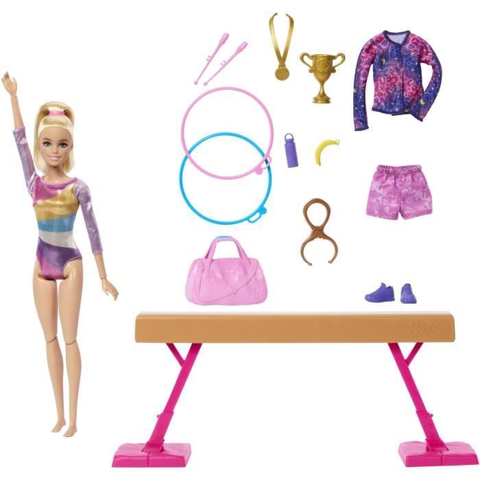 Barbie Gymnastiksæt med dukke og over 10 tilbehør HRG52