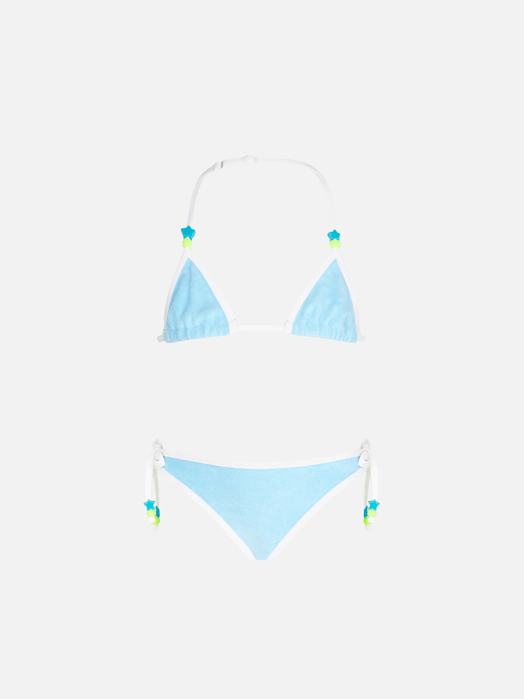 Lichtblauwe driehoekige bikini van spons voor meisjes