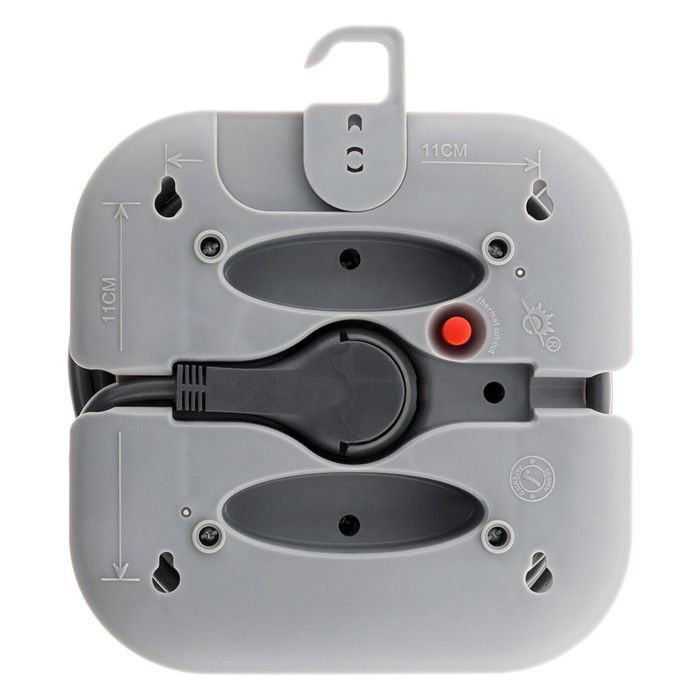 4 x 2P+E 16A carrete de cable doméstico con disyuntor - 7m - Gris - Zenitech