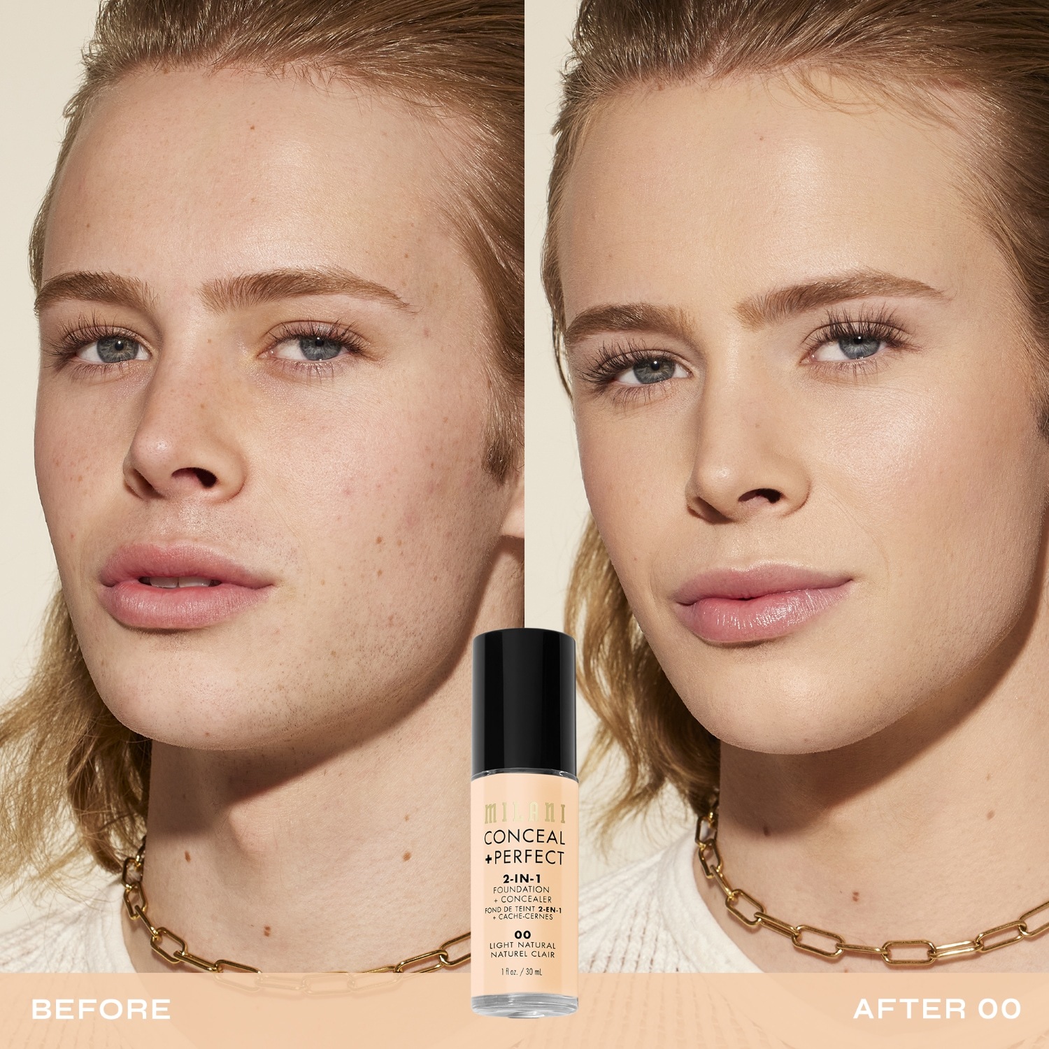 Milani Foundation 2-in-1 korektors + - 30 ml