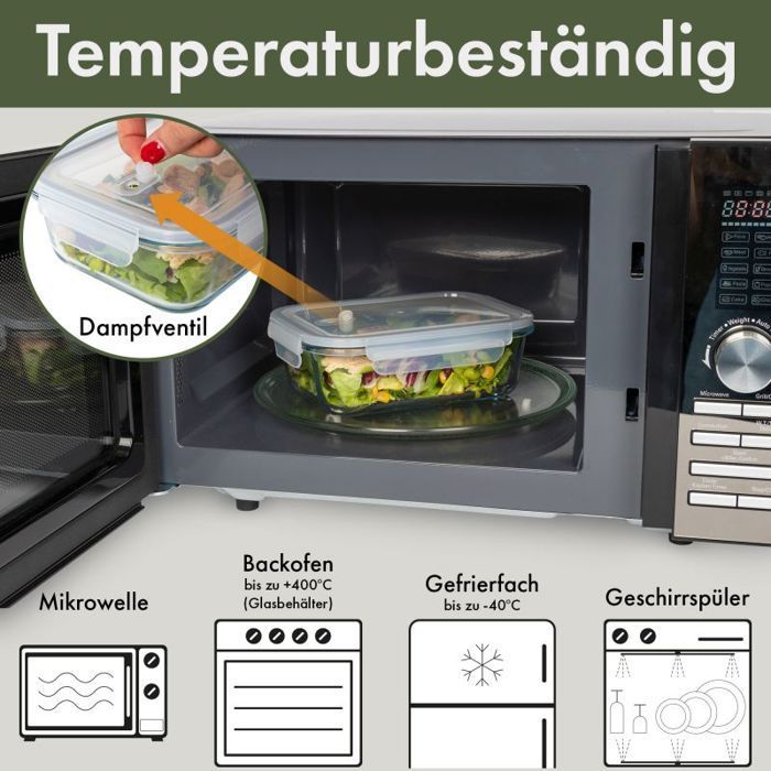 Juego de 3 recipientes de almacenamiento de vidrio Classbach C-FHD4020G