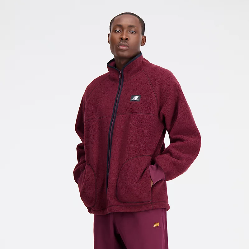 Casaco polar Homme Athletics com fecho de correr completo - Tamanho RN, cor de vinho