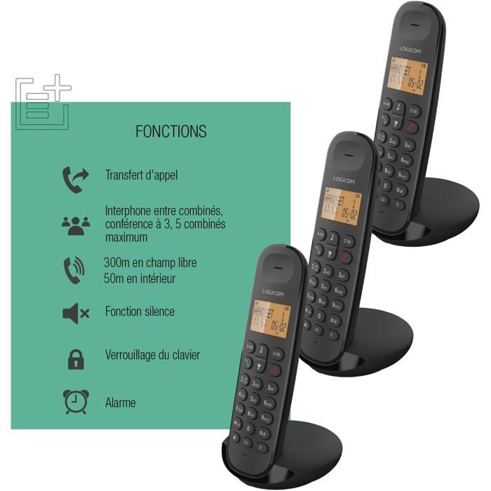 FLEUVE - Telefone fixo - Iloa 350 - DECT sem secretária eletrônica - Trio - Analógico e DECT - Preto