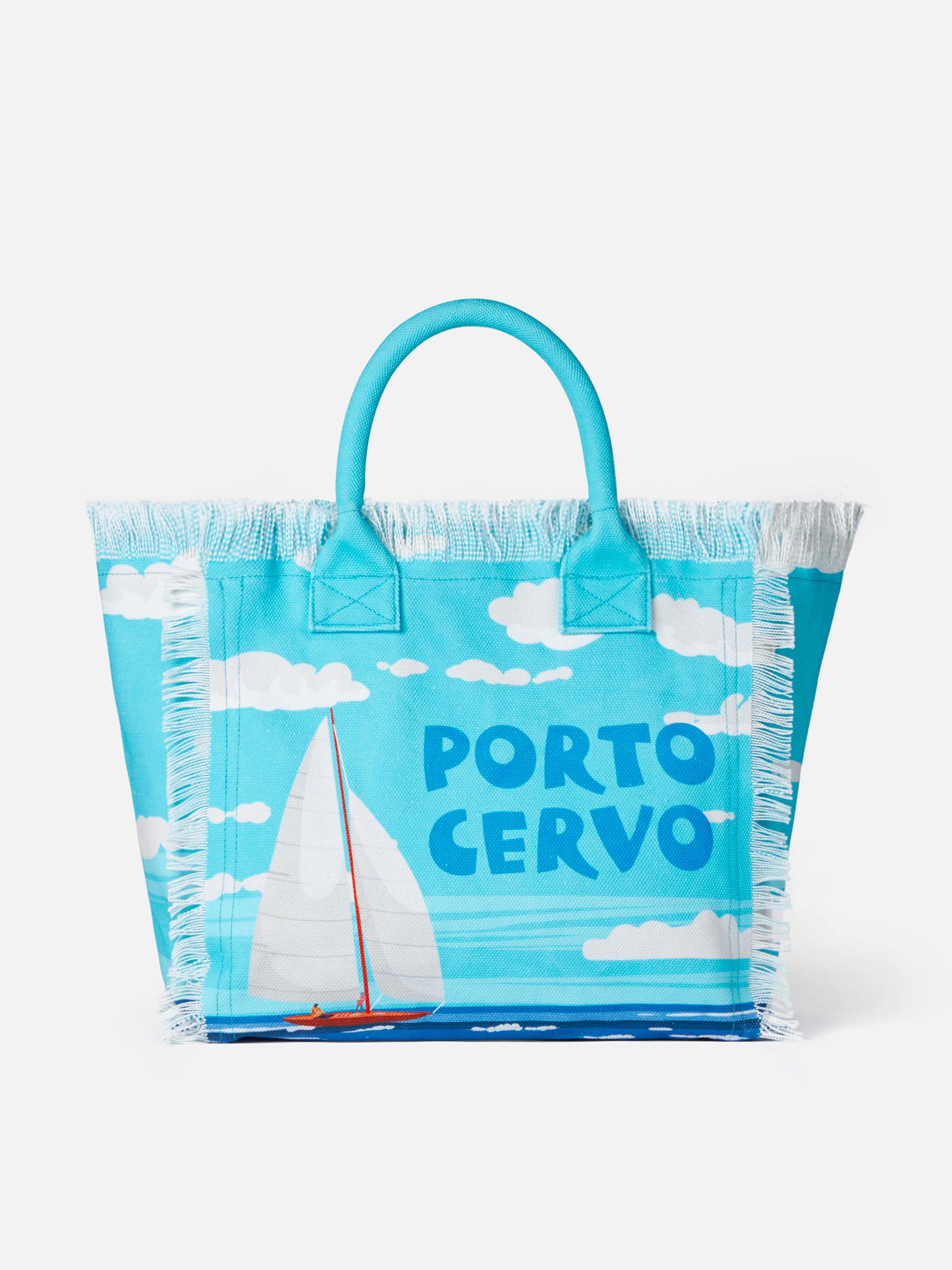 Vanity canvas schoudertas met Porto Cervo-print.