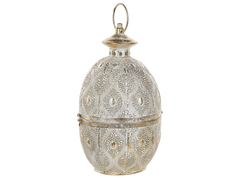 Lampion świecznik metal jajo 34 cm złoty
