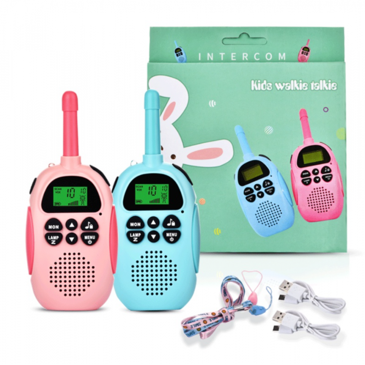 Talkie-walkie sans fil rechargeable Smartek, portée jusqu'à 3 km (lot de 2)