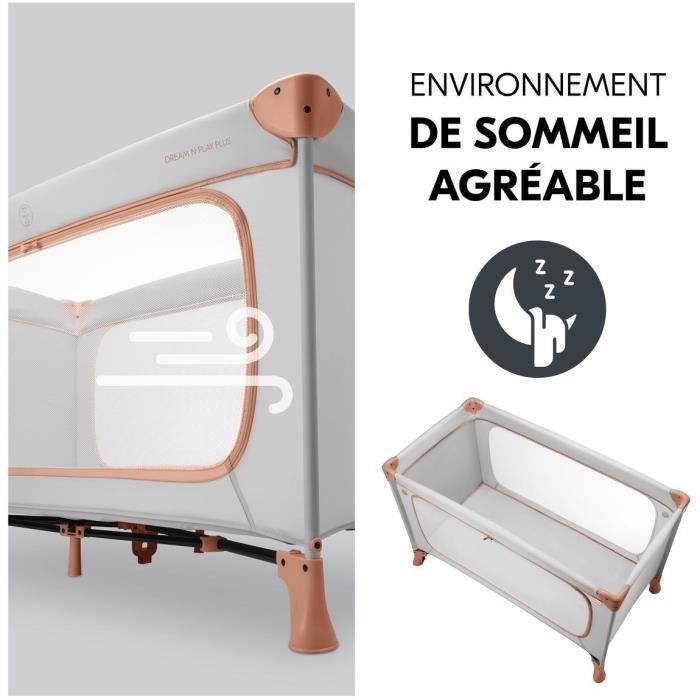 Lit de voyage - HAUCK - DREAM N PLAY PLUS - 60 x 120 cm - Dès la naissance - Pliable - Dusty Cork