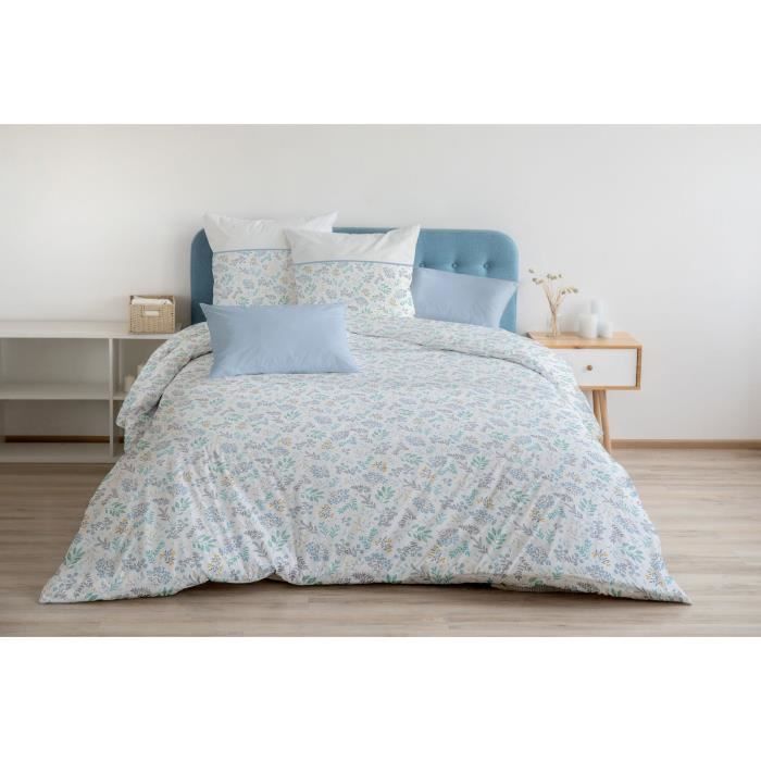 Parure de couette Adonis - HOME LINGE PASSION - 3 Pcs - 220 x 240 - 100% Coton 57 Fils - Bleu