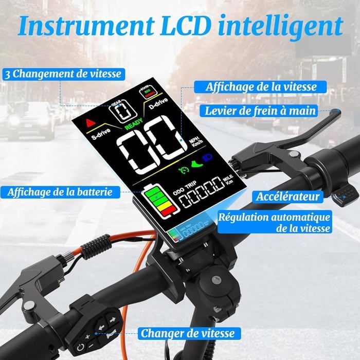 JOYOR S8S - Trottinette électrique - Deux moteurs 1200W - batterie 48V 26Ah - Max 55km/h - Autonomie 75km -10'' pneus  - Noir