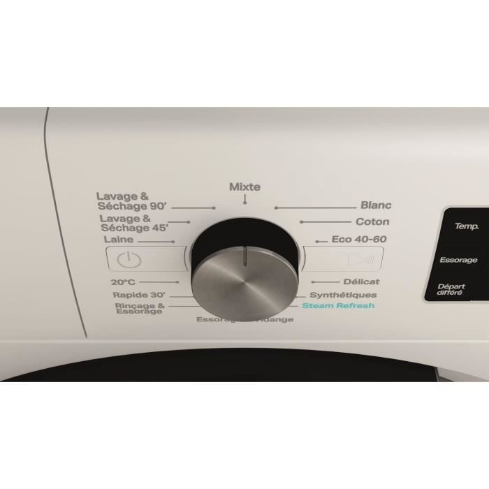 Lavadora-secadora WHIRLPOOL PFFWDB864349BVFR - 8/6 kg - Inducción - 60 cm de ancho - 1400 rpm - Blanca