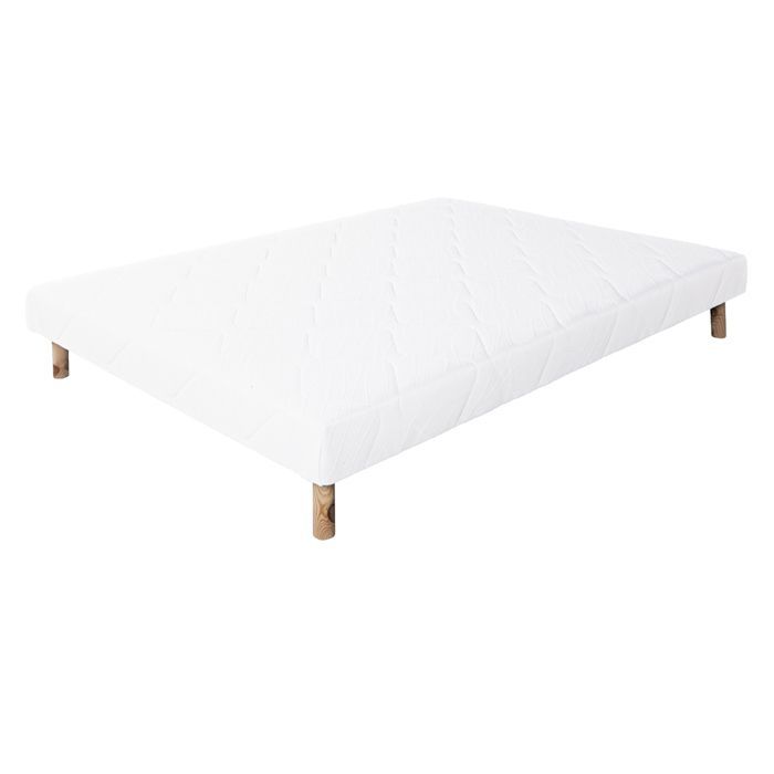Base letto a doghe ALICA con gambe, rivestita in legno massello, colore bianco - larghezza 160 x lunghezza 200 cm