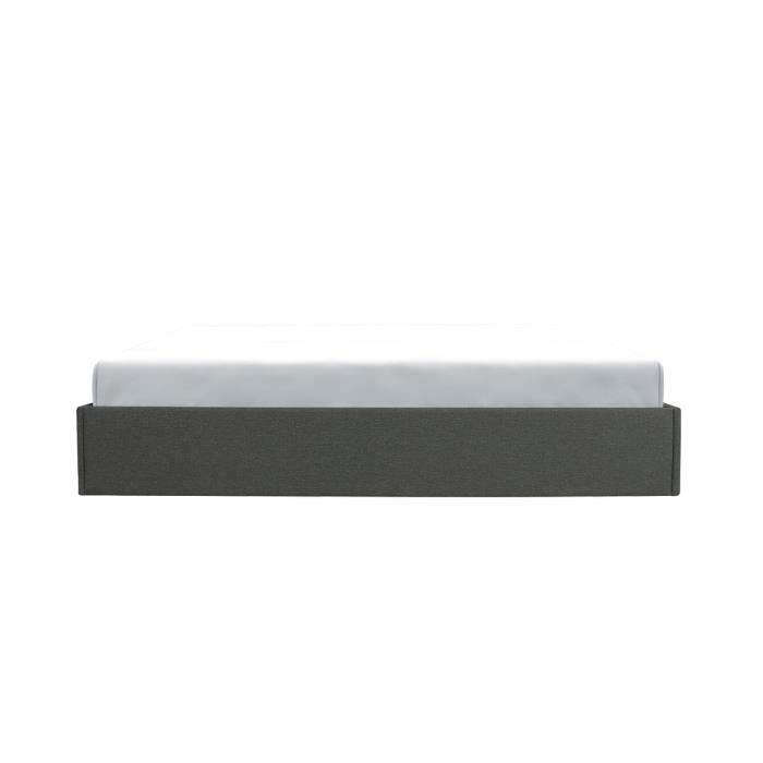 Cama adulta ECLIPSE + espacio de almacenamiento diurno - Tela gris oscuro - 160 x 200 cm