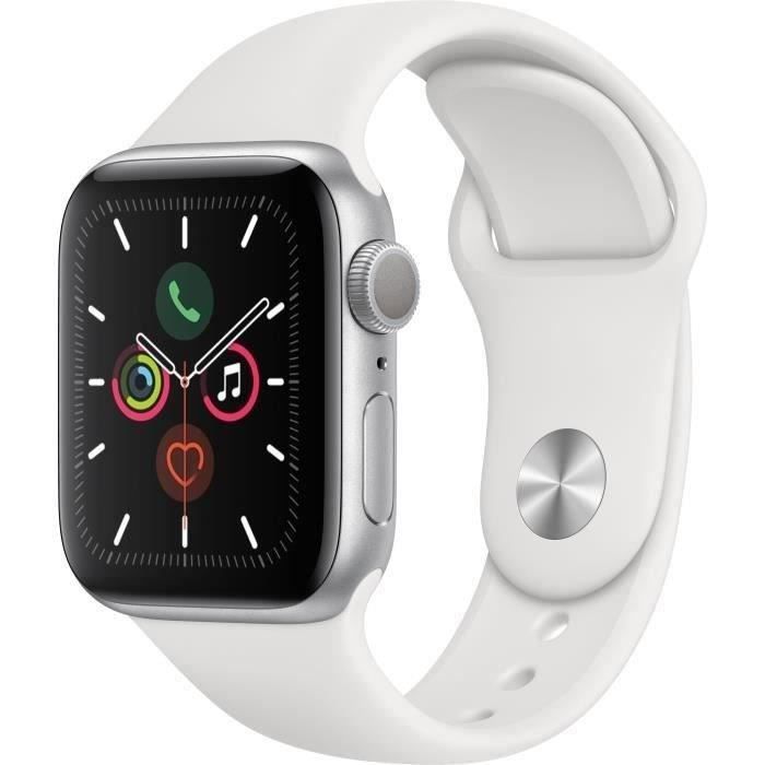 Apple Watch Series 5 GPS 40mm Cassa in alluminio argento - Cinturino bianco - S/M (2019) - Ricondizionato - Condizioni eccellenti