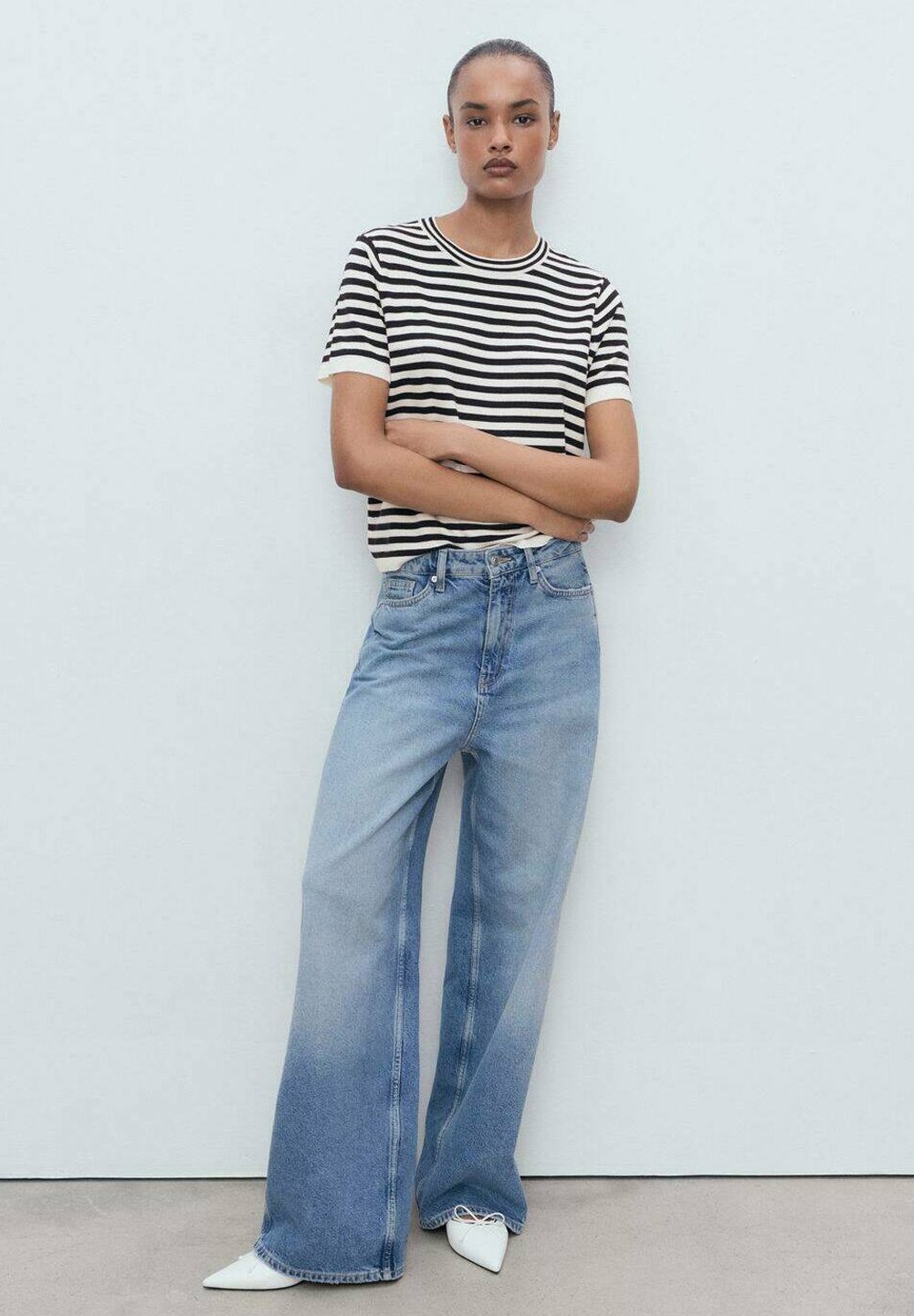 Mango gestreept T-shirt met korte mouwen - Print - donkerblauw