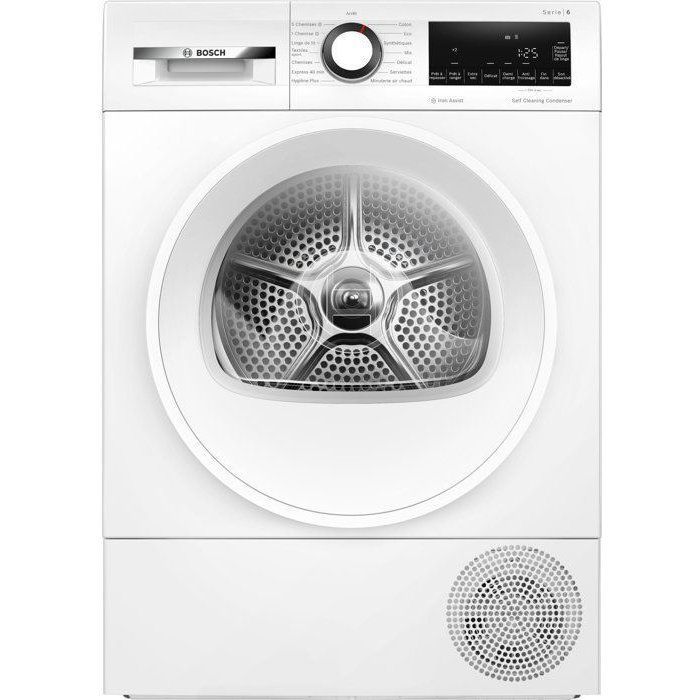 Asciugatrice a pompa di calore BOSCH Serie 6 WQG24502FR - 8 kg - Induzione - L60 cm - Classe energetica C - Bianca