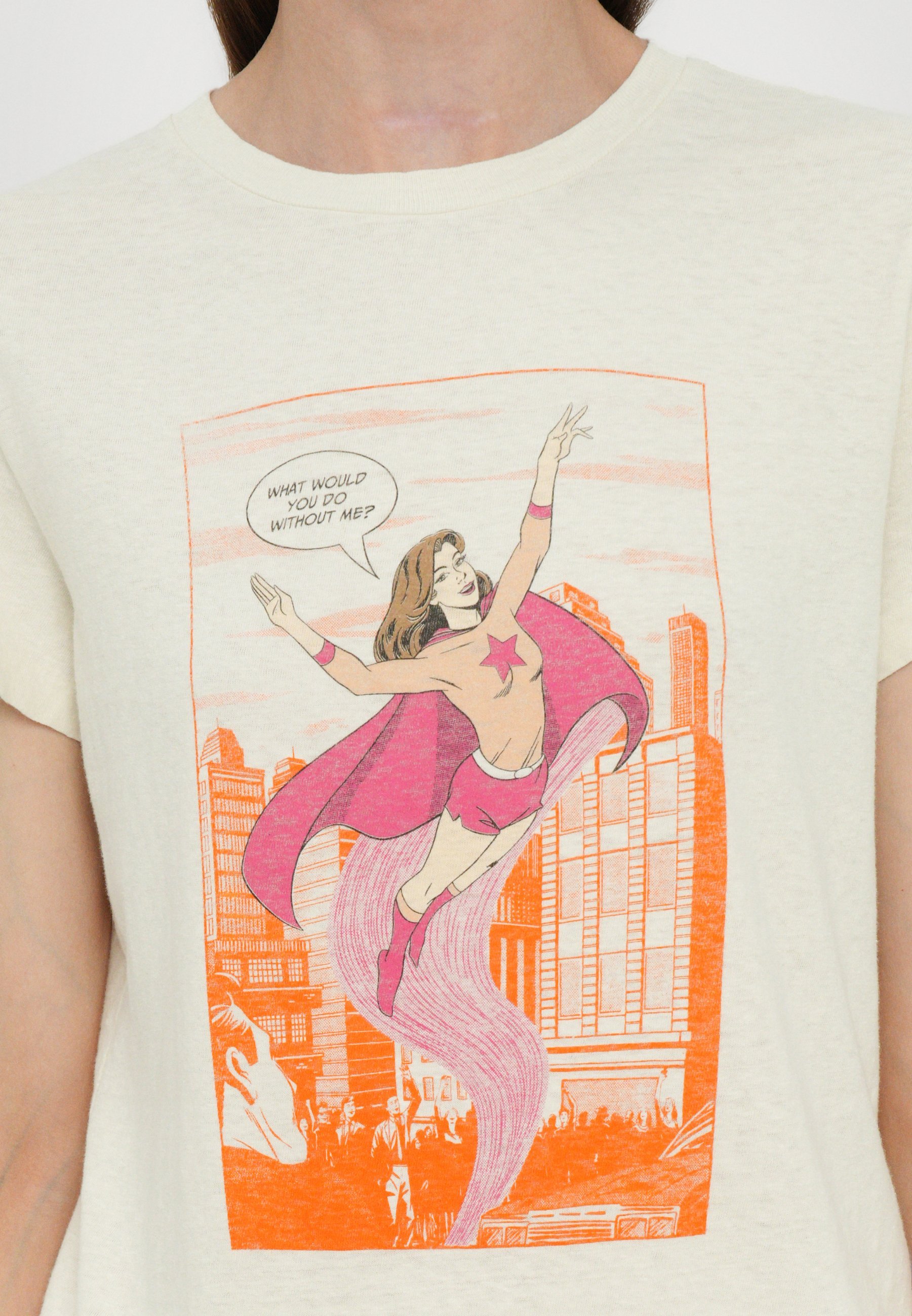 RE/DONE CLASSIC TEE SUPERHELDEN - T-shirt met print - vintage wit