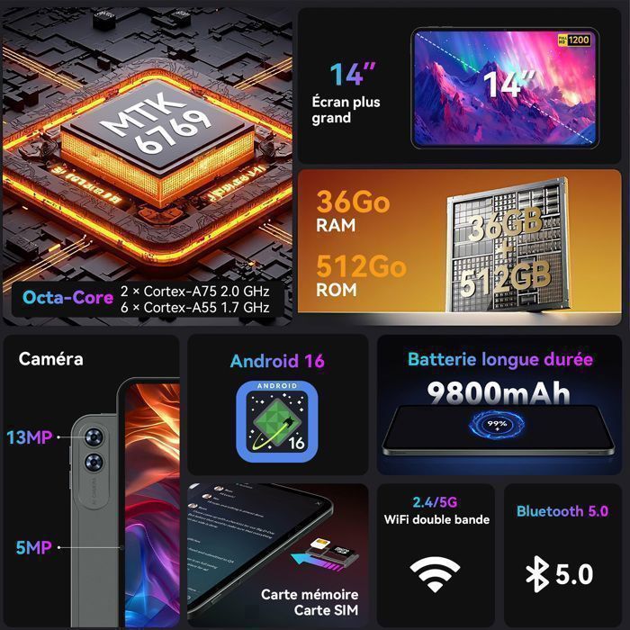 Tablette-Android 16-4G LTE-14