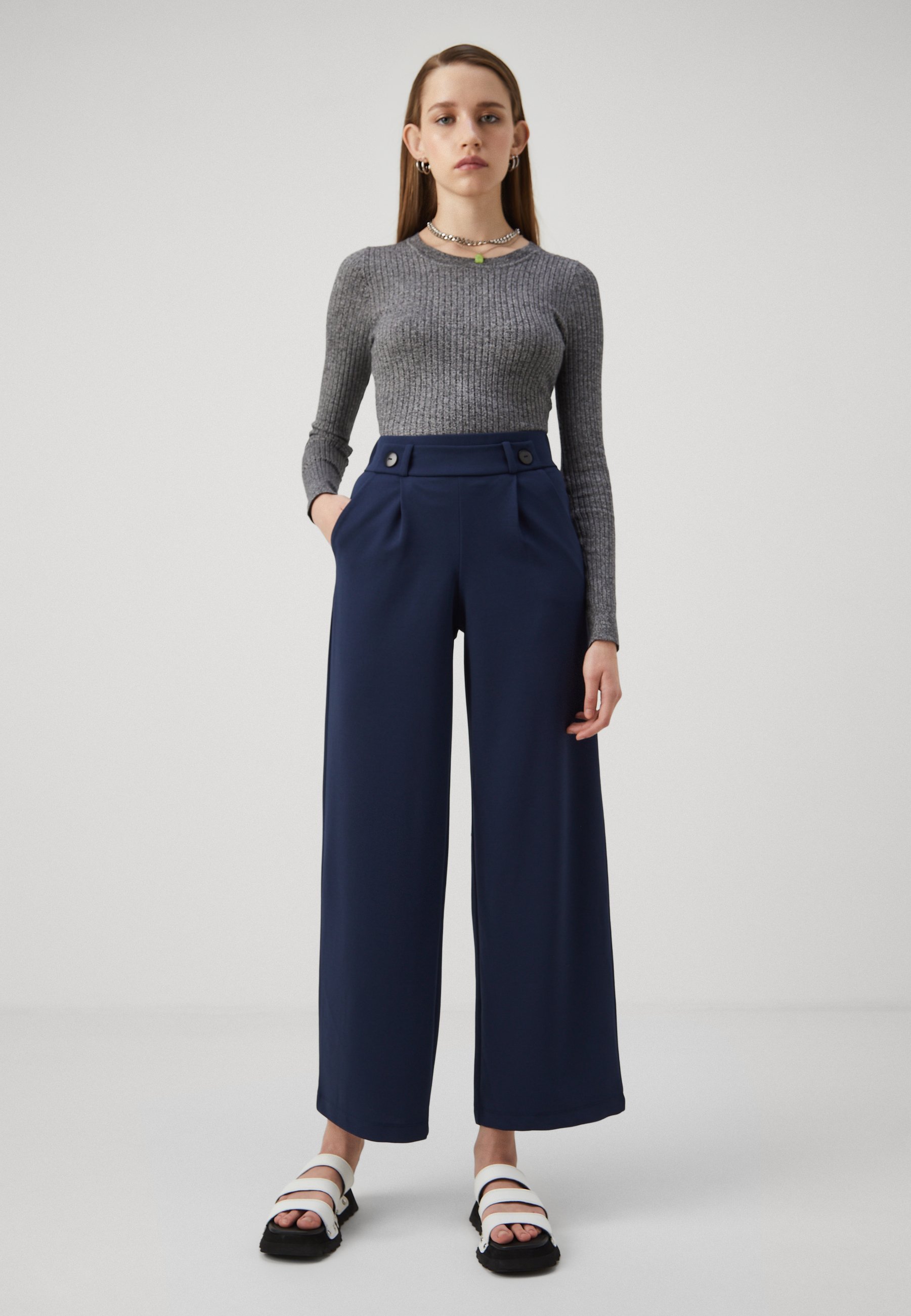 JDY JDYGEGGO LIFE NEW LONG NOOS - Pantaloni - iris nero/nero