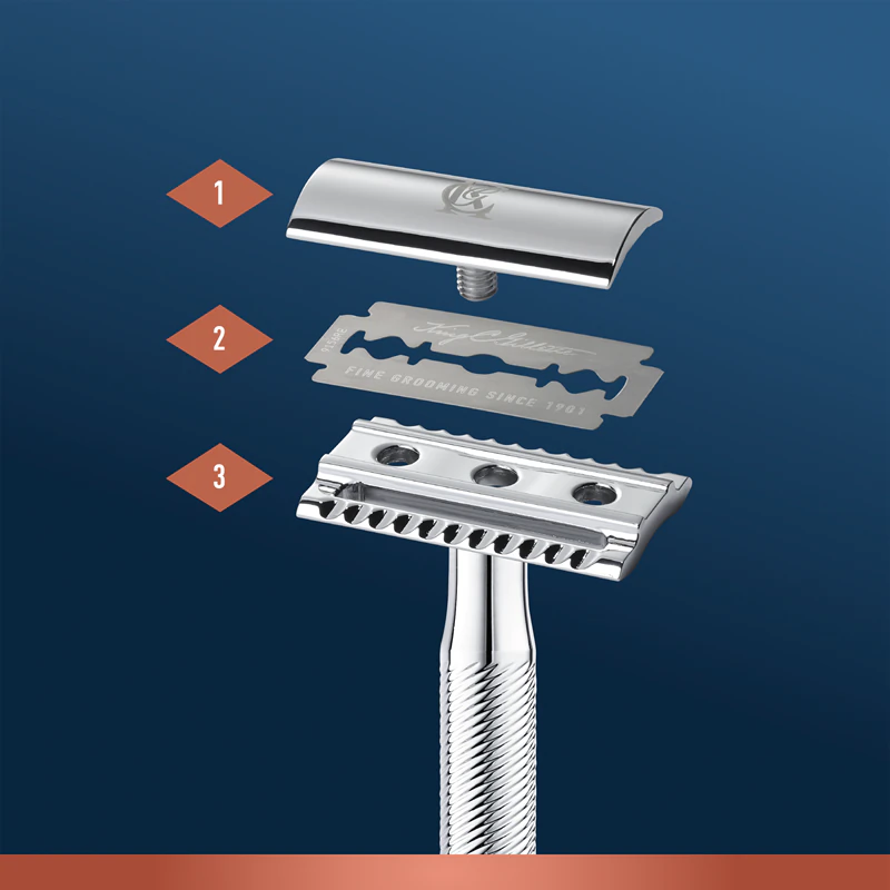 Aparelho de barbear Gillette King C. de lâmina dupla + lâminas sobressalentes