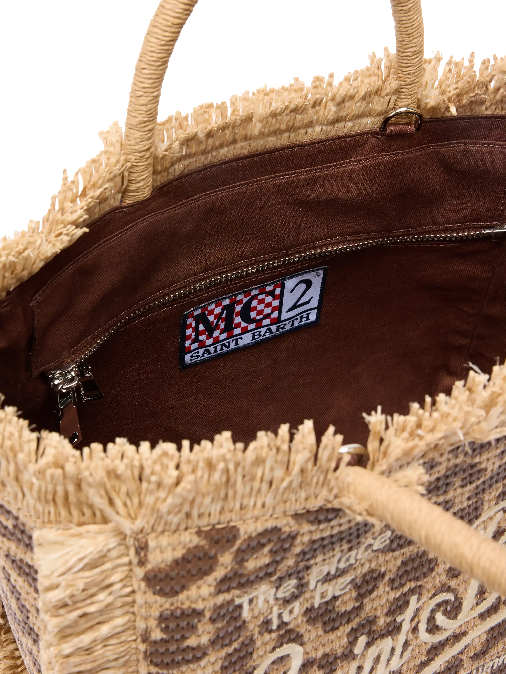 Colette-Tasche in Strohoptik mit Tiermuster