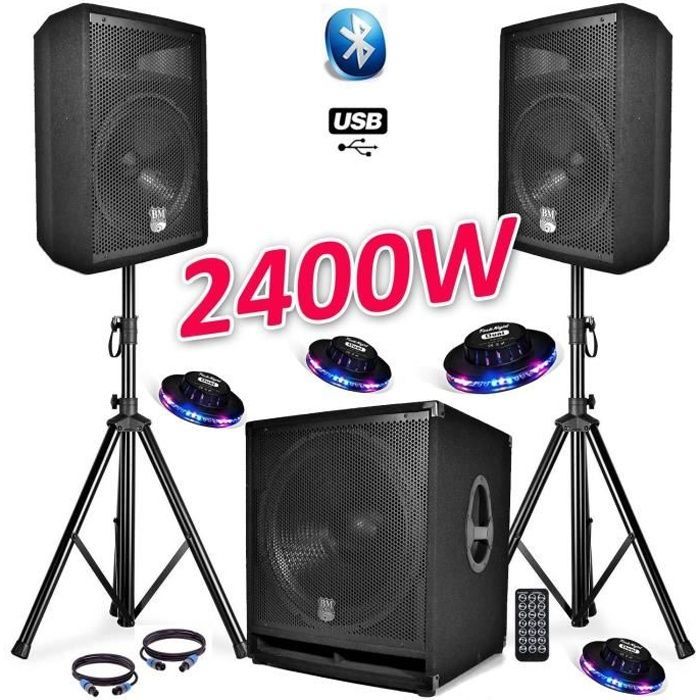 SISTEMA AUDIO COMPLETO BMS1812 USB-Bluetooth 2400W Subwoofer da 18