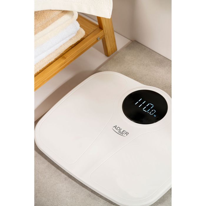 Pèse-personne Numérique Haute Précision 180 kg, Écran LED, Arrêt Automatique Adler AD8172W  Blanc