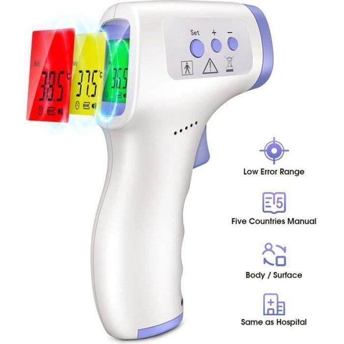 Contactloze infrarood digitale voorhoofdthermometer, voorhoofdmeting, kleurcodeweergave, LCD-scherm, koortsalarmering, geheugenfunctie
