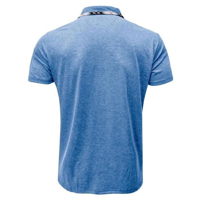 Polo de manga corta para hombre, transpirable y suave - INSFITY - Azul claro - Regular