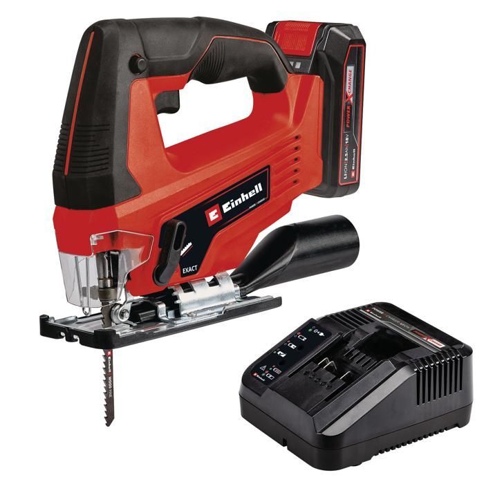 Einhell Scie sauteuse sans fil TC-JS 18/70 Li Kit PXC (18V, profondeur de coupe 70 mm) Livré avec Batterie 2,5Ah et Chargeur