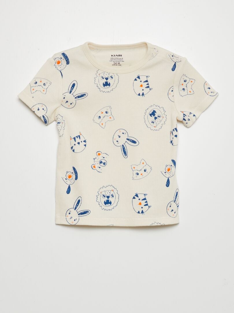 Pyjamaset bestaande uit T-shirt en short - 2-delig - WIT