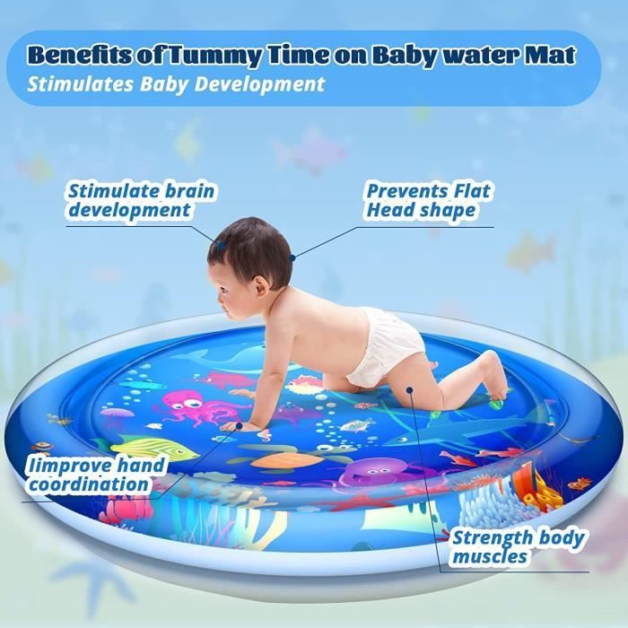 1 alfombra de juegos acuáticos inflable para bebés - Centro de actividades - Libre de BPA - Regalo para niños y niñas