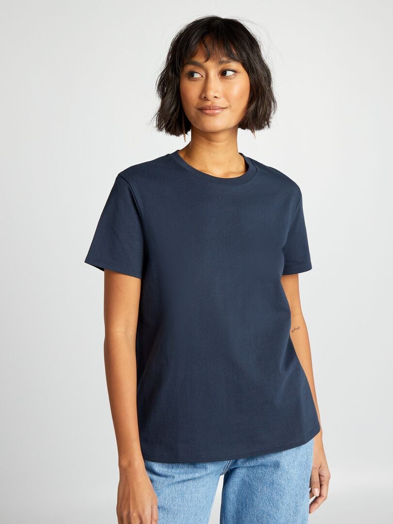Camiseta de malha lisa - Azul escuro