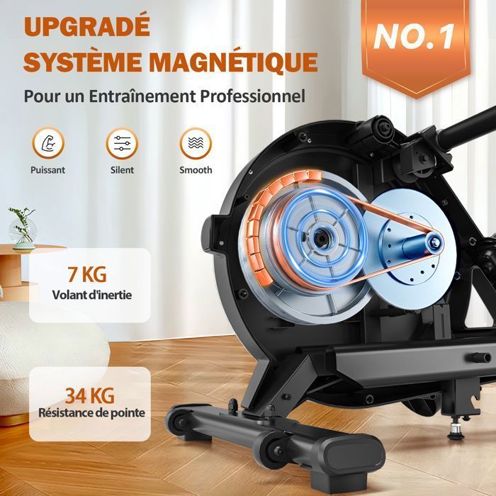 Vogatore indoor DMASUN - Magnetico - 16 livelli di resistenza - Silenzioso - Schermo LCD con app