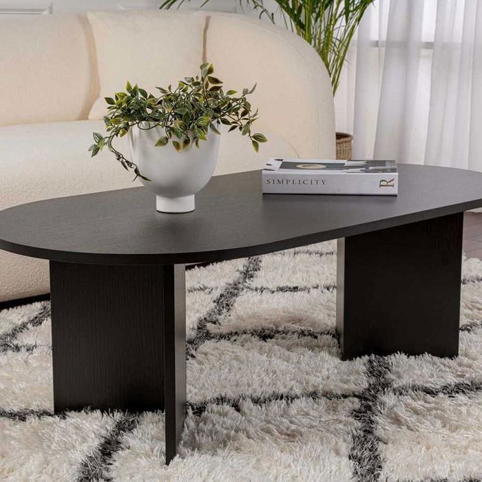 Table basse ovale en aggloméré coloris noir L119 cm - IRIS