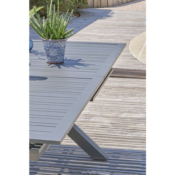Mesa de jardín - Gris antracita - Aluminio - 10 plazas - 180/240 x 100 cm - Florida