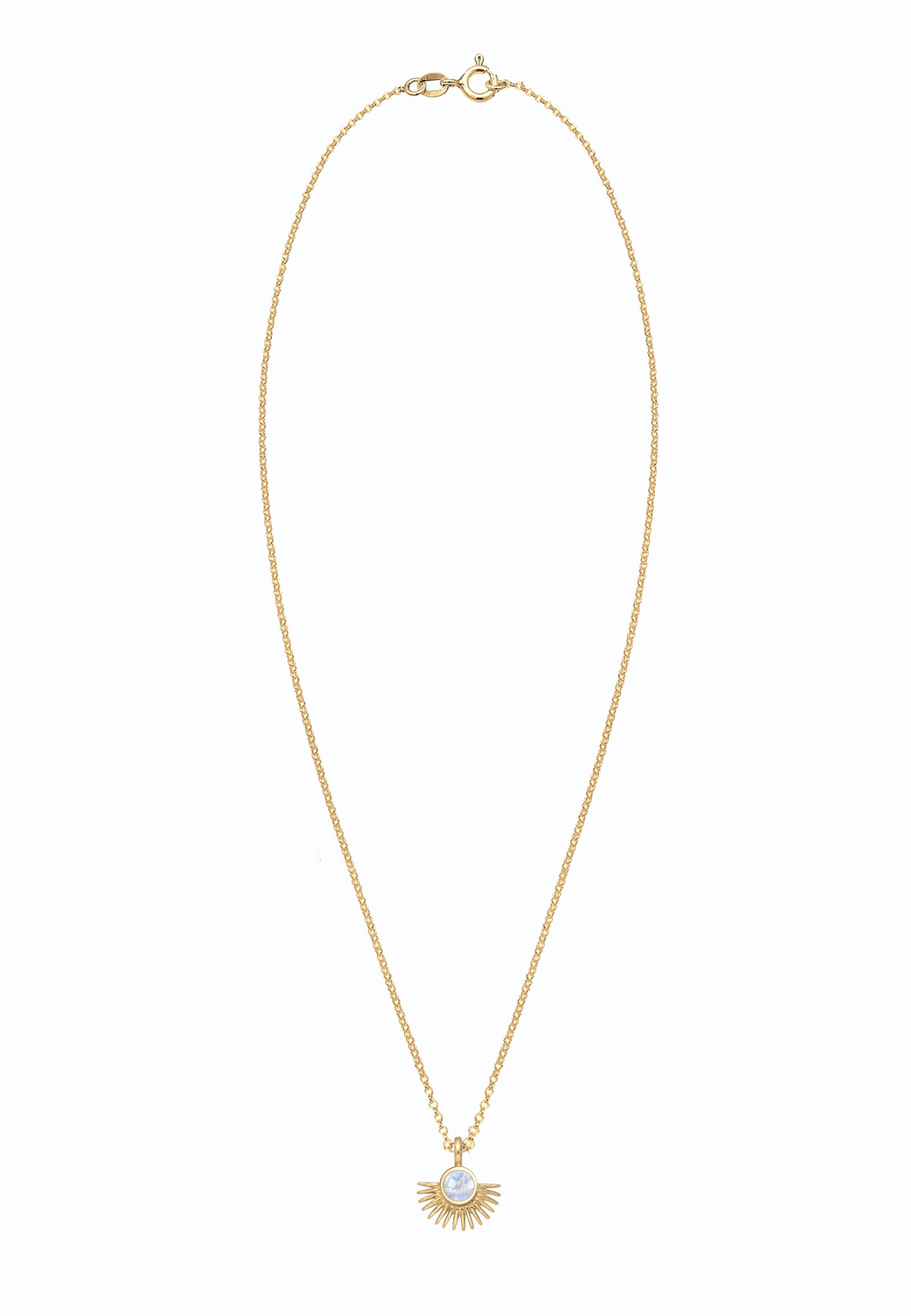 Elli Femme Pendentif d'Éventail avec Pierre de Lune en Argent Sterling 925