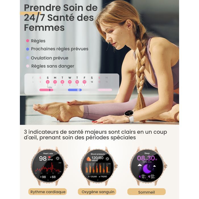 Montre Connectée Femme - AIMIUVEI - 1.27'' HD - Appel - IP68 - 120+ Modes Sportifs