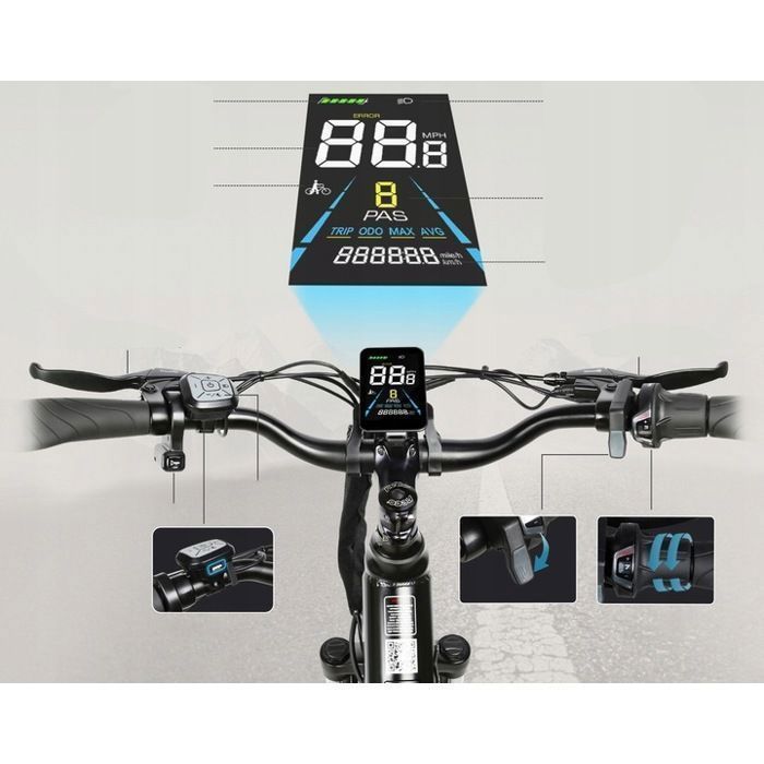 Samebike RS-A01 Pro - Electric Bike - 500W Motor - 36V 15Ah Battery - Max Speed 35km/h - Blue