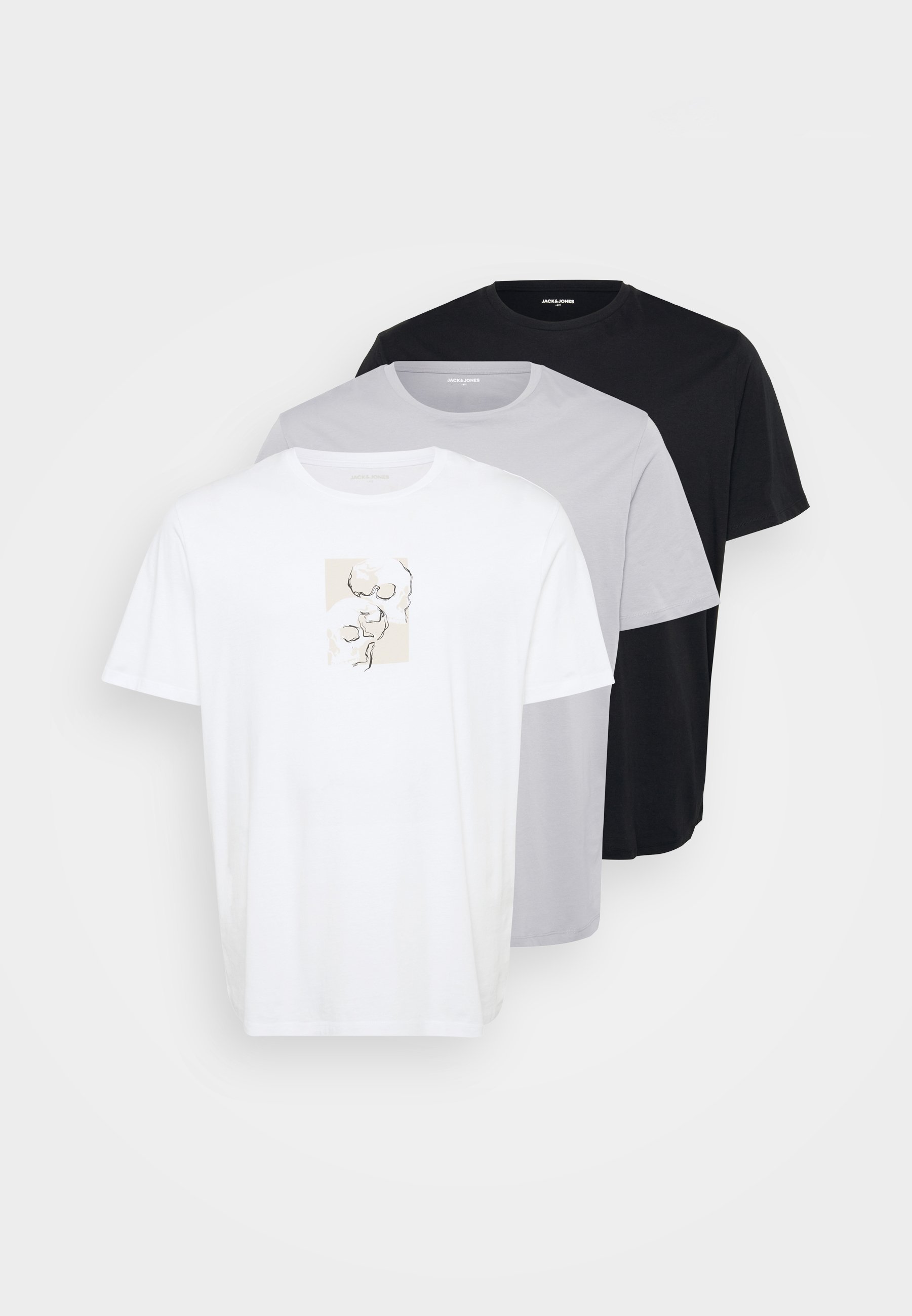 JJSHORT TEE CREW NECK 3 PACK - Printtipaita - grey/black/whiteJack & Jones