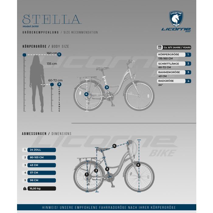 Licorne Bike Stella Premium City Bike 24,26 et 28 pouces – Vélo hollandais, Garçon [24, Anthracite]